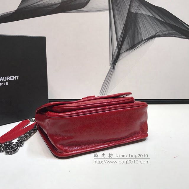 YSL爆款女士包包 聖羅蘭經典款Niki油蠟抓皺牛皮小號郵差包 YSL肩背斜挎包 533037  jjh1182